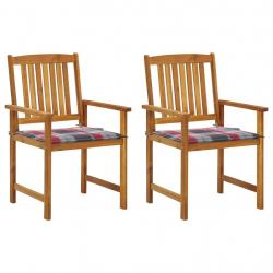 Chaises de jardin avec coussins lot de 2 Bois d'acacia massif