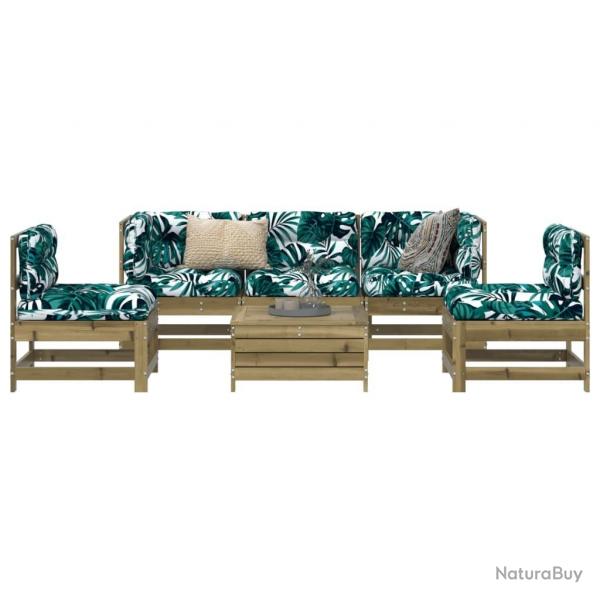 Salon de jardin 6 pcs bois de pin imprgn