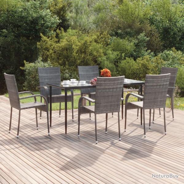 Ensemble  manger de jardin 7 pcs Gris Rsine tresse