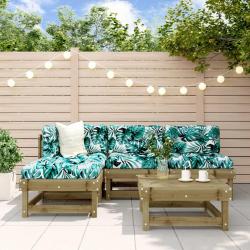 Salon de jardin 5 pcs avec coussins bois de pin imprégné