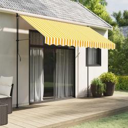 Tissu de remplacement de cantonnière d'auvent jaune blanc 3 m