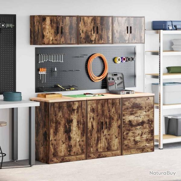 Armoires de garage 6 pcs chne fum bois d'ingnierie