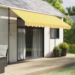 Tissu de remplacement de cantonnière d'auvent jaune blanc 3,5 m