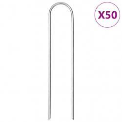 Piquets de sol en forme de U 50 pcs 15x3,5 cm acier galvanisé