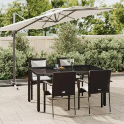 Ensemble à manger de jardin coussins 5pcs Noir Résine tressée