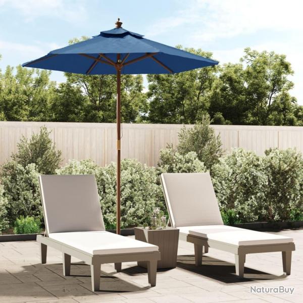 Parasol de jardin avec mt en bois bleu azur 196x231 cm