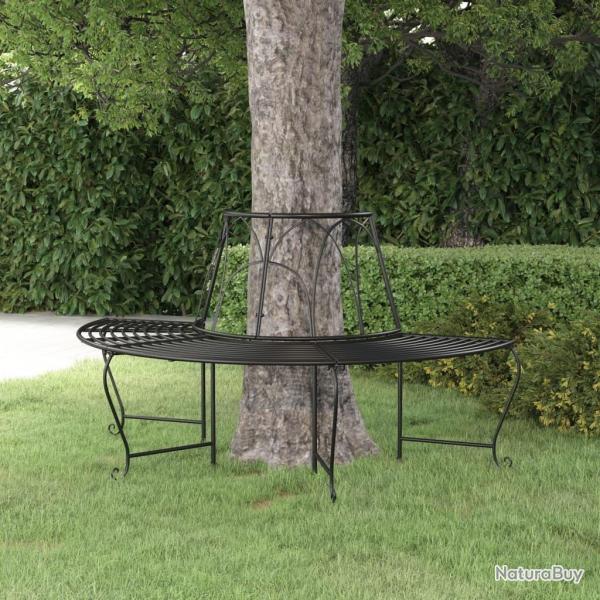 Banc demi-circulaire tour d'arbre 159 cm Noir Acier