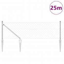 Clôture en grillage avec 13 poteaux en pointe 0.4x25 m Acier galvanisé