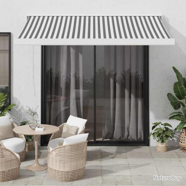 Auvent rtractable anthracite/blanc 3x2,5 m tissu et aluminium