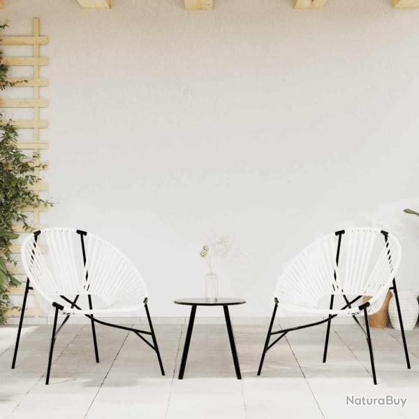 Lot de 3 Chaise de jardin noir et blanc rsine tresse