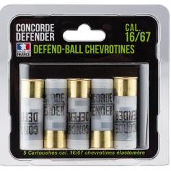 5 CARTOUCHES DEFEND-BALL CAL. 16/67 CHEVROTINES EL