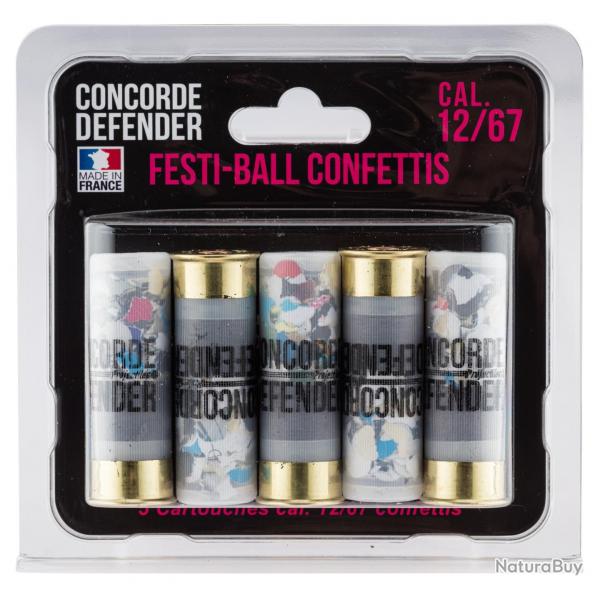 5 CARTOUCHES FESTI-BALL CAL. 12/67 CONFETTIS