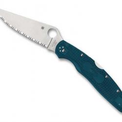 Spyderco POLICE 4 Bleu, serrations,acier K390 C07FS4K390