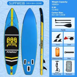 Planche de Paddle Gonflable SUP 350lbs - Accessoires Complets Léger 7kg Yoga Randonnée Bleu