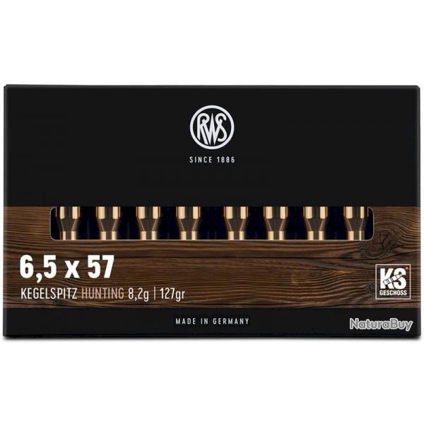 Munitions RWS 6.5x57 R KS 8.2g 127gr x2 boites