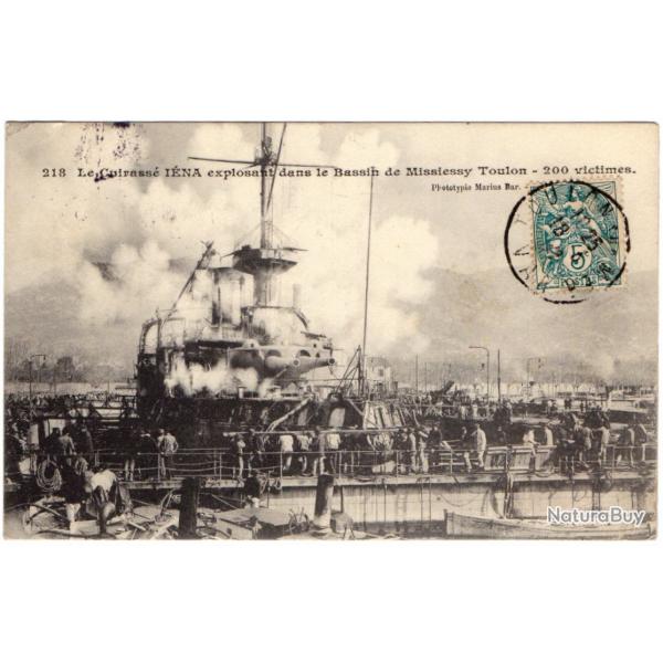 CPA - Marine Militaire -LE CUIRASSE IENA EXPLOSANT DANS LE BASIN DE MISSIESSY TOULON - N3220