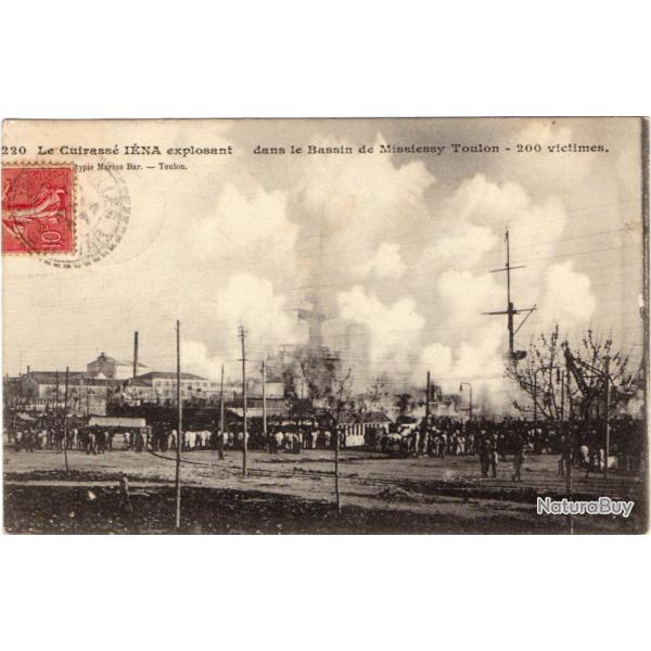 CPA - Marine Militaire -LE CUIRASSE IENA EXPLOSANT DANS LE BASIN DE MISSIESSY TOULON - N3092
