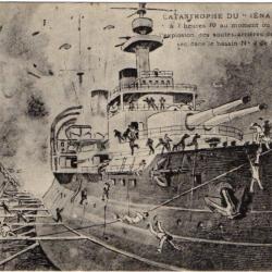 CPA - Marine Militaire -  Catastrophe du "IENA" croquis pris au moment où se produisait l'e - N°3224