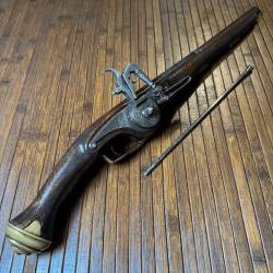 BEAU ET GRAND PISTOLET A ROUET TYPE VIOLET LE DUC MÉCANISME FONCTIONNEL CANON RAYÉ