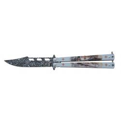 COUTEAU BALISONG ALBAINOX 3D TEMPLIER BLANC. LAME 10CM - 02268