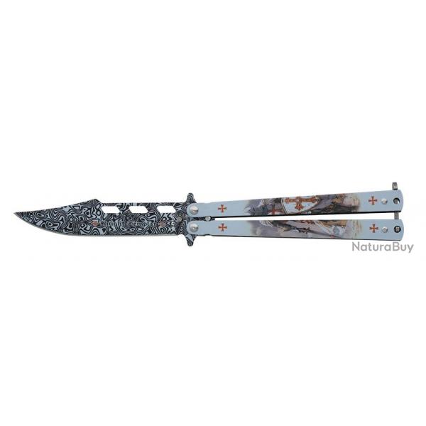 COUTEAU BALISONG ALBAINOX 3D TEMPLIER BLANC. LAME 10CM - 02268