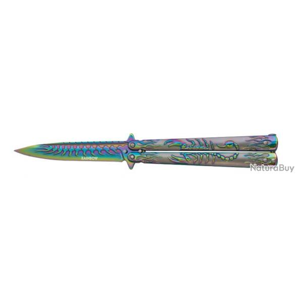 COUTEAU PAPILLON ALBAINOX RAINBOW SCORPION LAME 10.9CM - 02280