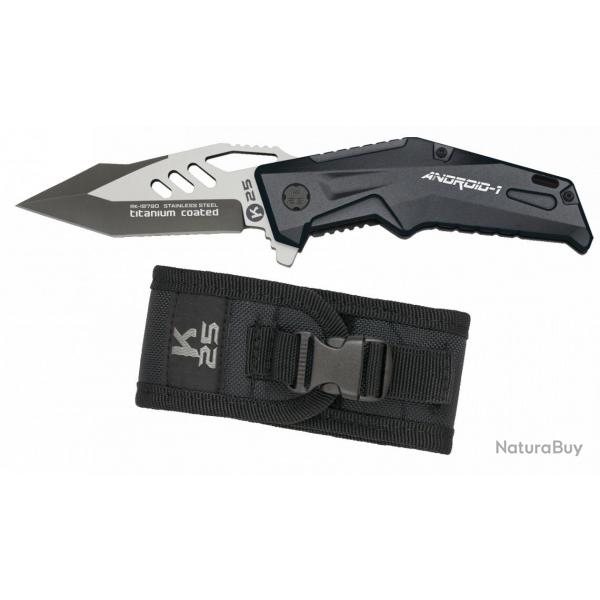 COUTEAU PLIANT K25 ANDROID NOIR LAME 9CM - 18790