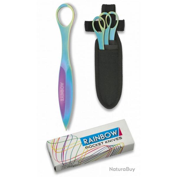 SET 3 COUTEAUX A LANCER RAINBOW. TUI LAME 8.50CM - 32214