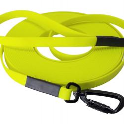 Longe BIOTHANE Twist-Lock 16 mm jaune fluo 15 m AVEC poignée