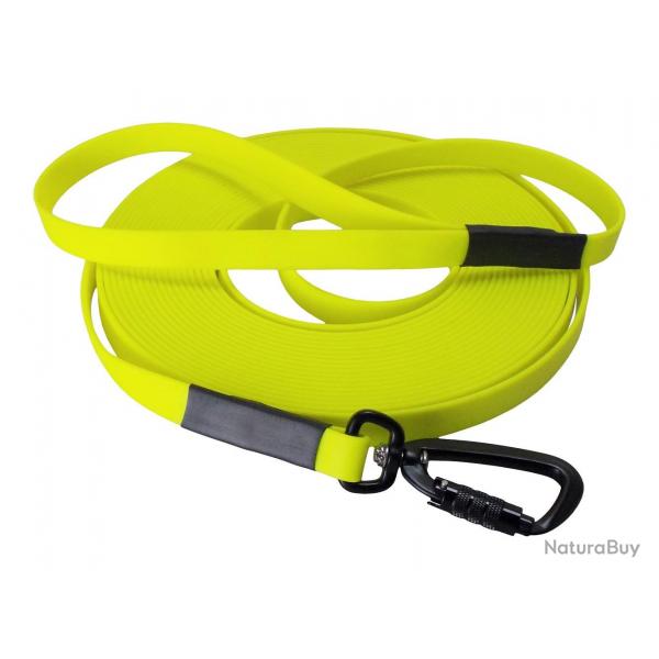Longe BIOTHANE Twist-Lock 16 mm jaune fluo 15 m AVEC poigne