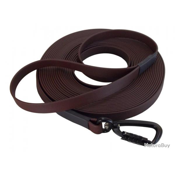 Longe BIOTHANE Twist-Lock 16 mm marron 15 m AVEC poigne