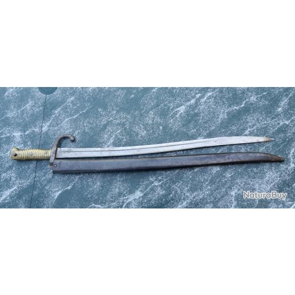 BELLE BAONNETTE CHASSEPOT pour FUSIL MODLE 1866 - SRIE  Z  - DATE 1871 , FOURREAU BRONZ ORIGINE