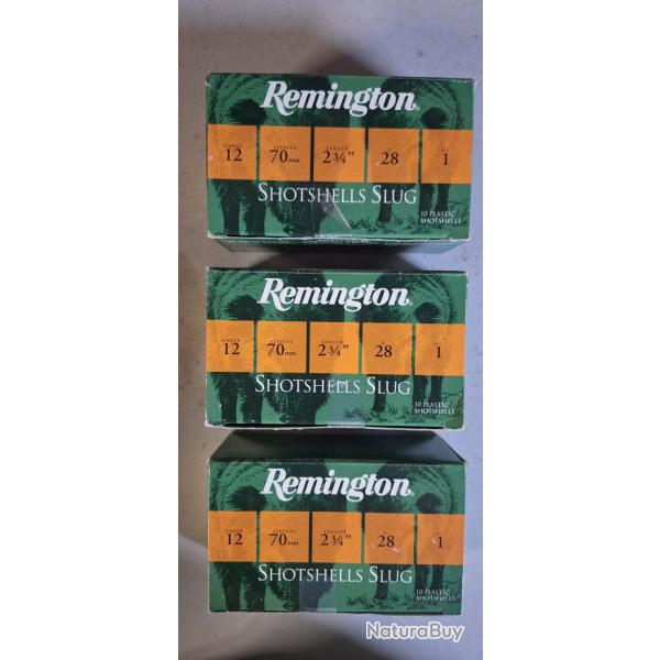3 boites de Remington Shotshells Slug 12x70 (x10)