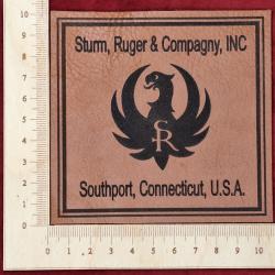 Etiquette en cuir pour coffret d'arme "RUGER" logo et texte