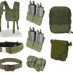 Lot NEUF ceinture tactique + harnais + poches Olive Drab CONDOR