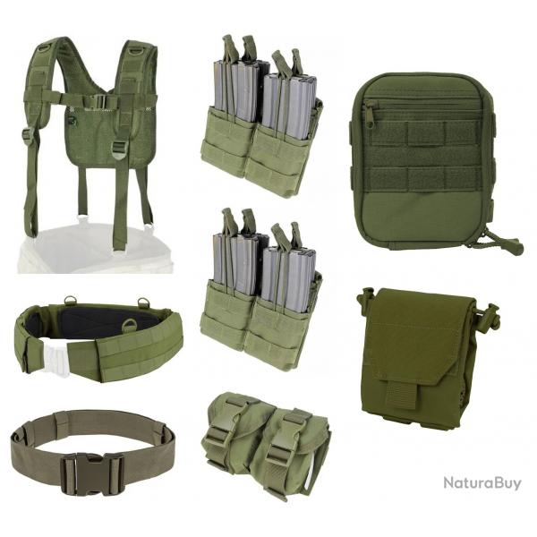 Lot NEUF ceinture tactique + harnais + poches Olive Drab CONDOR