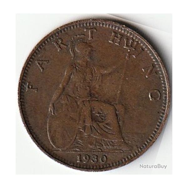 Pice de Monnaie Angleterre 1 farthing George V 2e effigie 1930