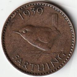 Pièce de Monnaie Angleterre 1 farthing George VI avec "IND:IMP." 1939