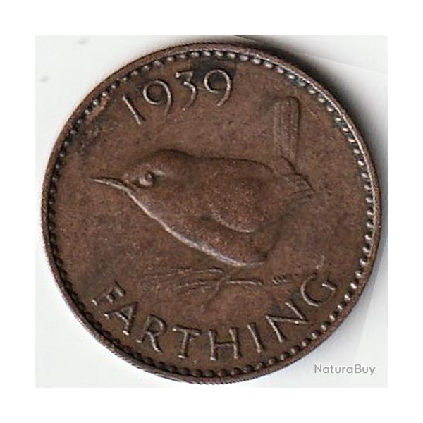 Pice de Monnaie Angleterre 1 farthing George VI avec "IND:IMP." 1939