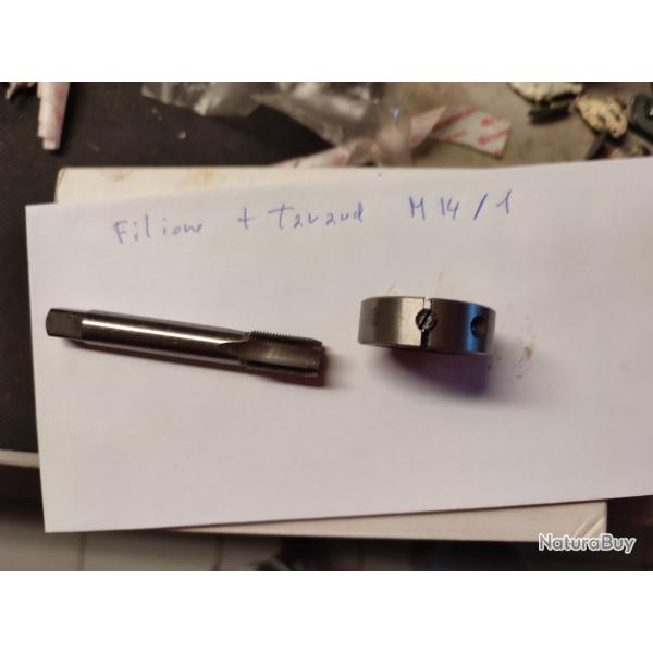 Filire et taraud  14/1 , pour filetage de canon systme mtrique ,europen