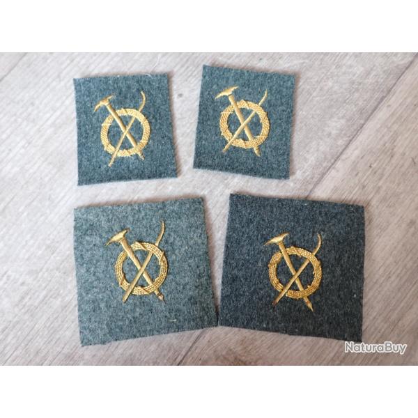 Lot de 4 insignes : Unit de montagne. Tiss en fil en or ? Suisse; Ancien