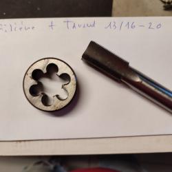 Filière  + taraud 13/16-20  ,pour filetage de canon surpresseur et silencieux USA