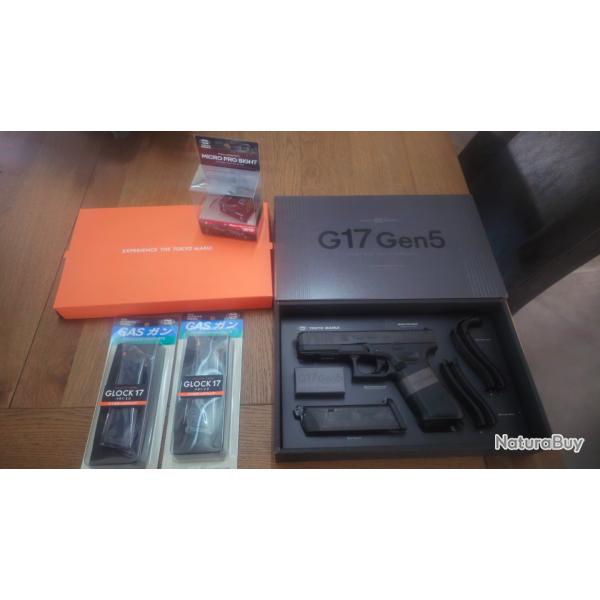Pack Glock 17 Gen 5 Mos tokyo Marui+2 chargeurs+Micro-prosight marui NEUF