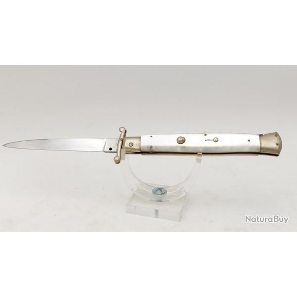COUTEAU DE POCHE PLIANT OUVERTURE AUTOMATIQUE INOX PATENT ANNEES 70'S Bon  Collection Allemagne XX