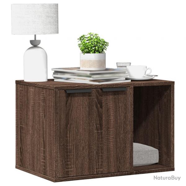 Meuble de bac  litire pour chat chne marron bois ingnierie