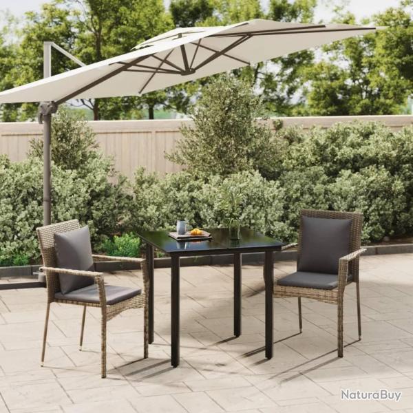 Ensemble  manger jardin 3pcs avec coussins noir et gris