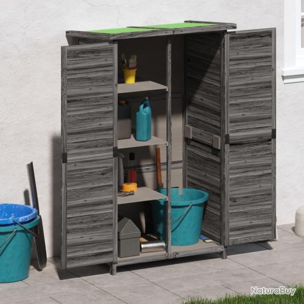 Abri  outils de jardin gris 83x57x140 cm bois massif pin