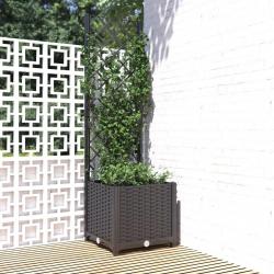 Jardinière avec treillis Noir 40x40x136 cm PP