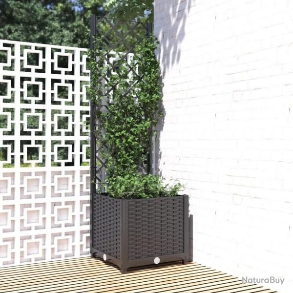 Jardinire avec treillis Noir 40x40x136 cm PP