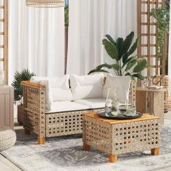 Canapés d'angle de jardin et coussins 2pcs beige résine tressée